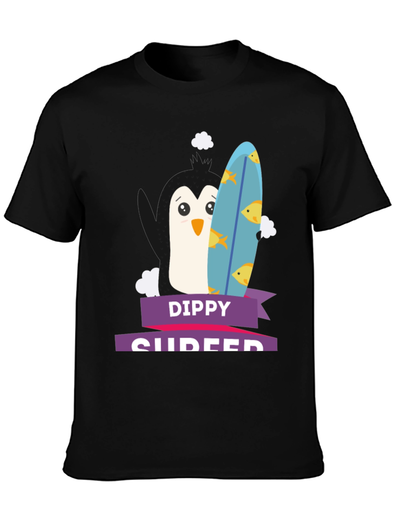 Dippy Surfer Tee - Penguin with Surfboard