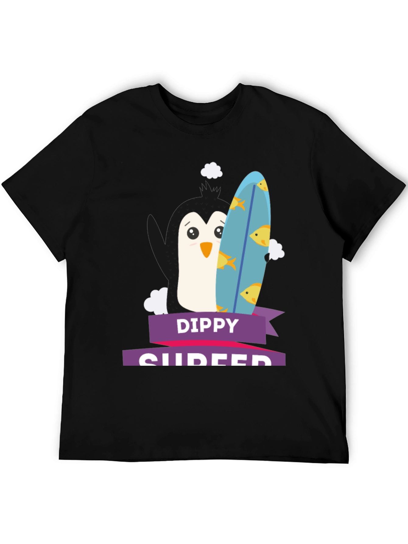 Dippy Surfer Tee - Penguin with Surfboard