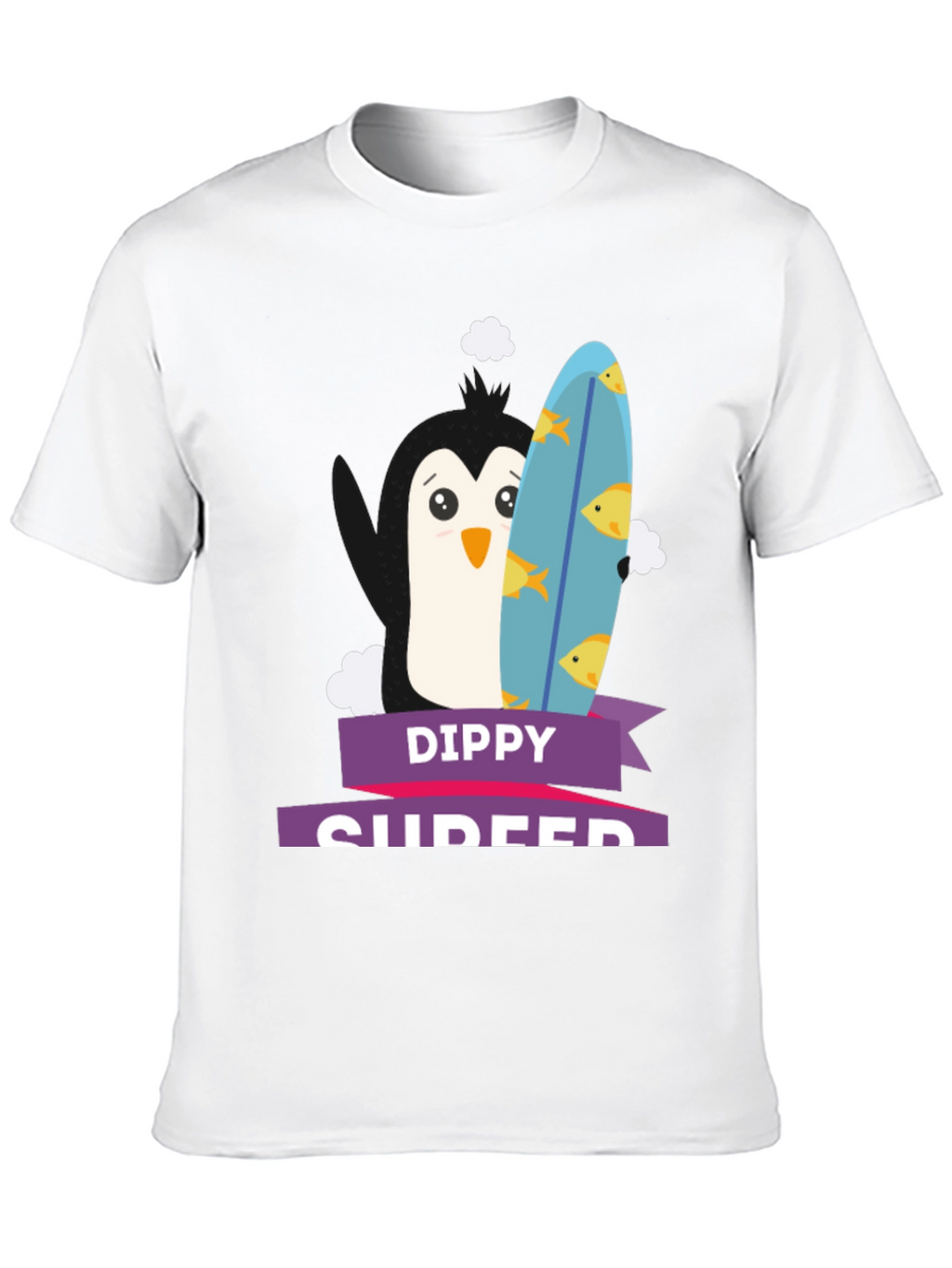 Dippy Surfer Tee - Penguin with Surfboard