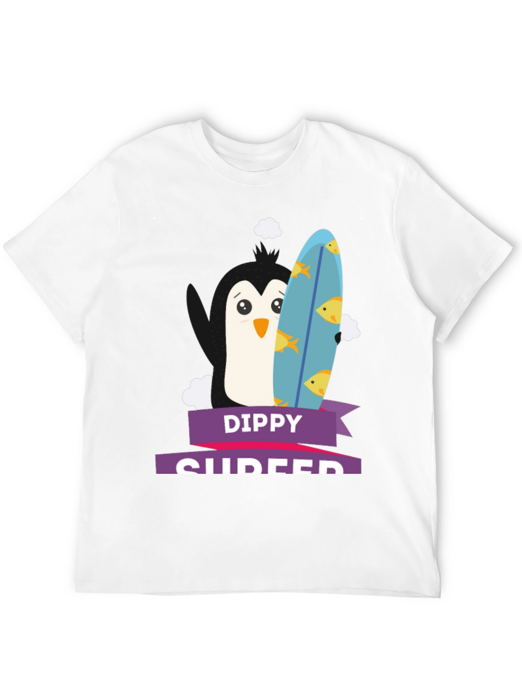 Dippy Surfer Tee - Penguin with Surfboard