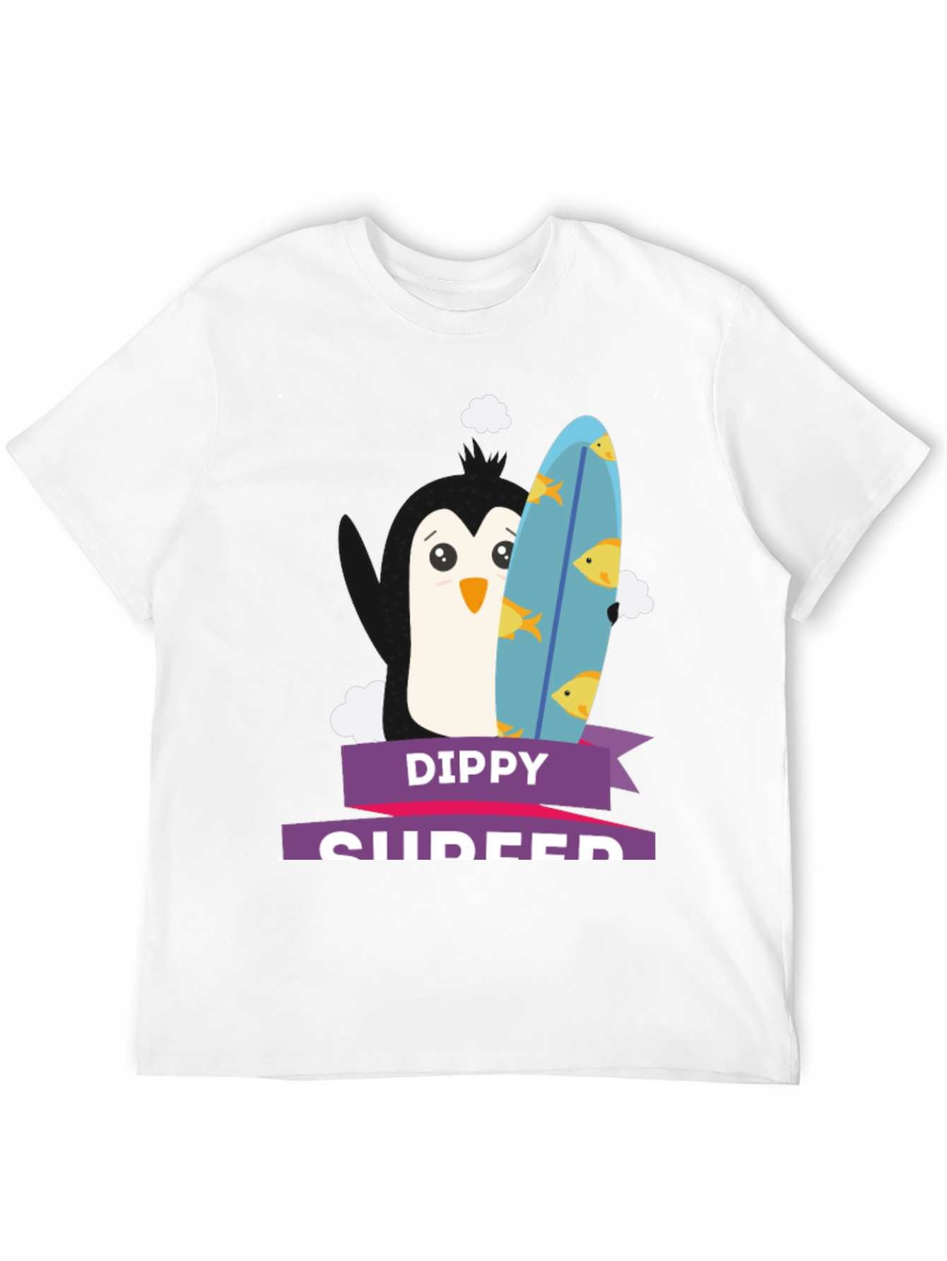 Dippy Surfer Tee - Penguin with Surfboard