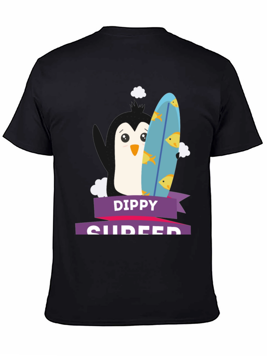 Dippy Surfer Tee - Penguin with Surfboard