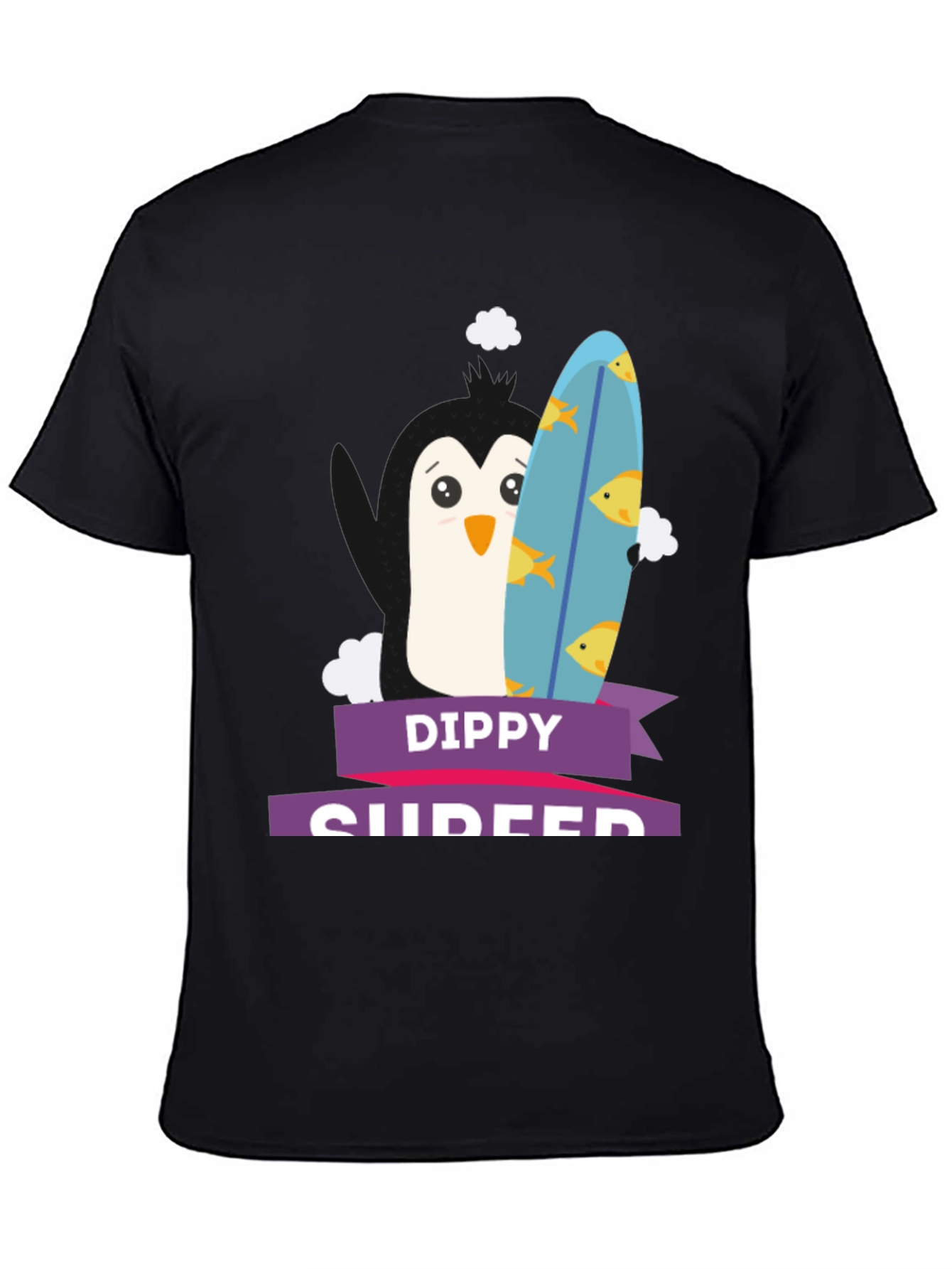 Dippy Surfer Tee - Penguin with Surfboard