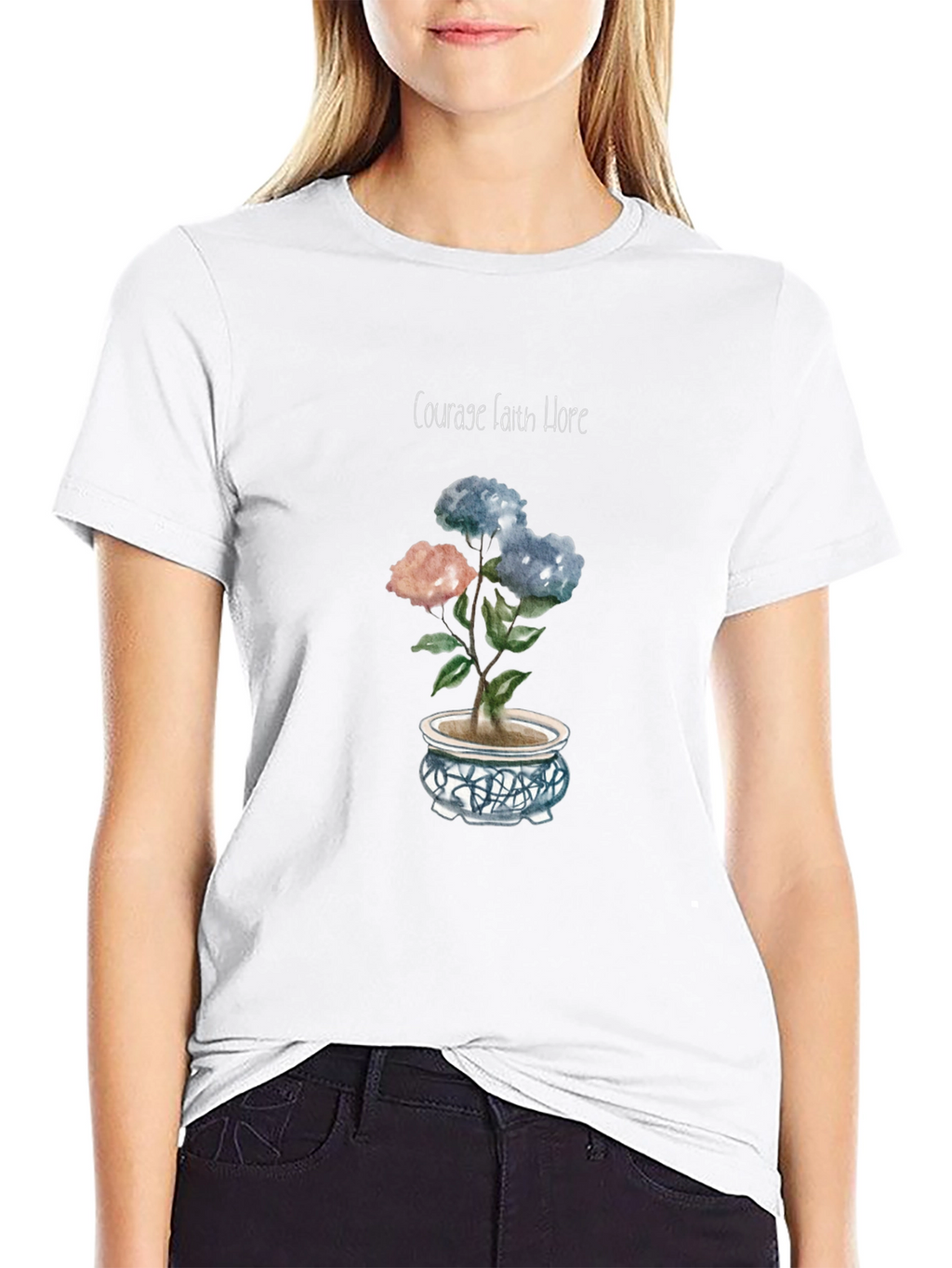 Courage Faith Hope Floral Tee