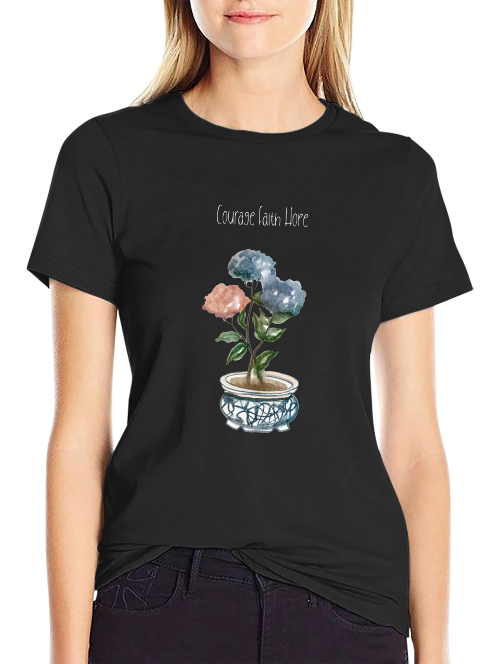 Courage Faith Hope Floral Tee