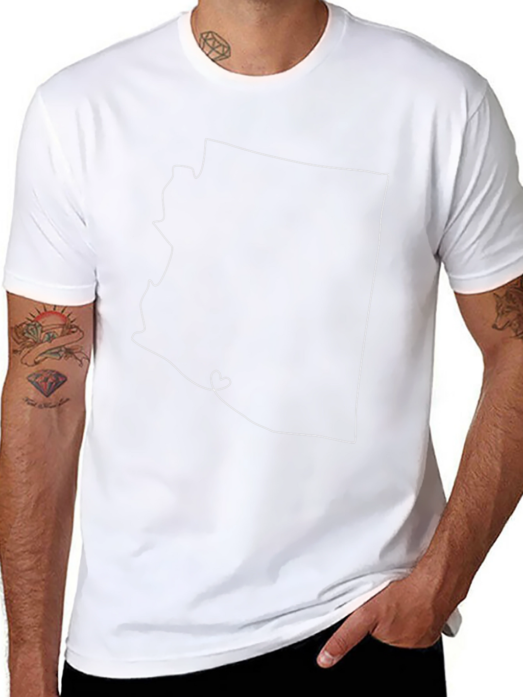 Arizona State Outline Heart T-Shirt - Black