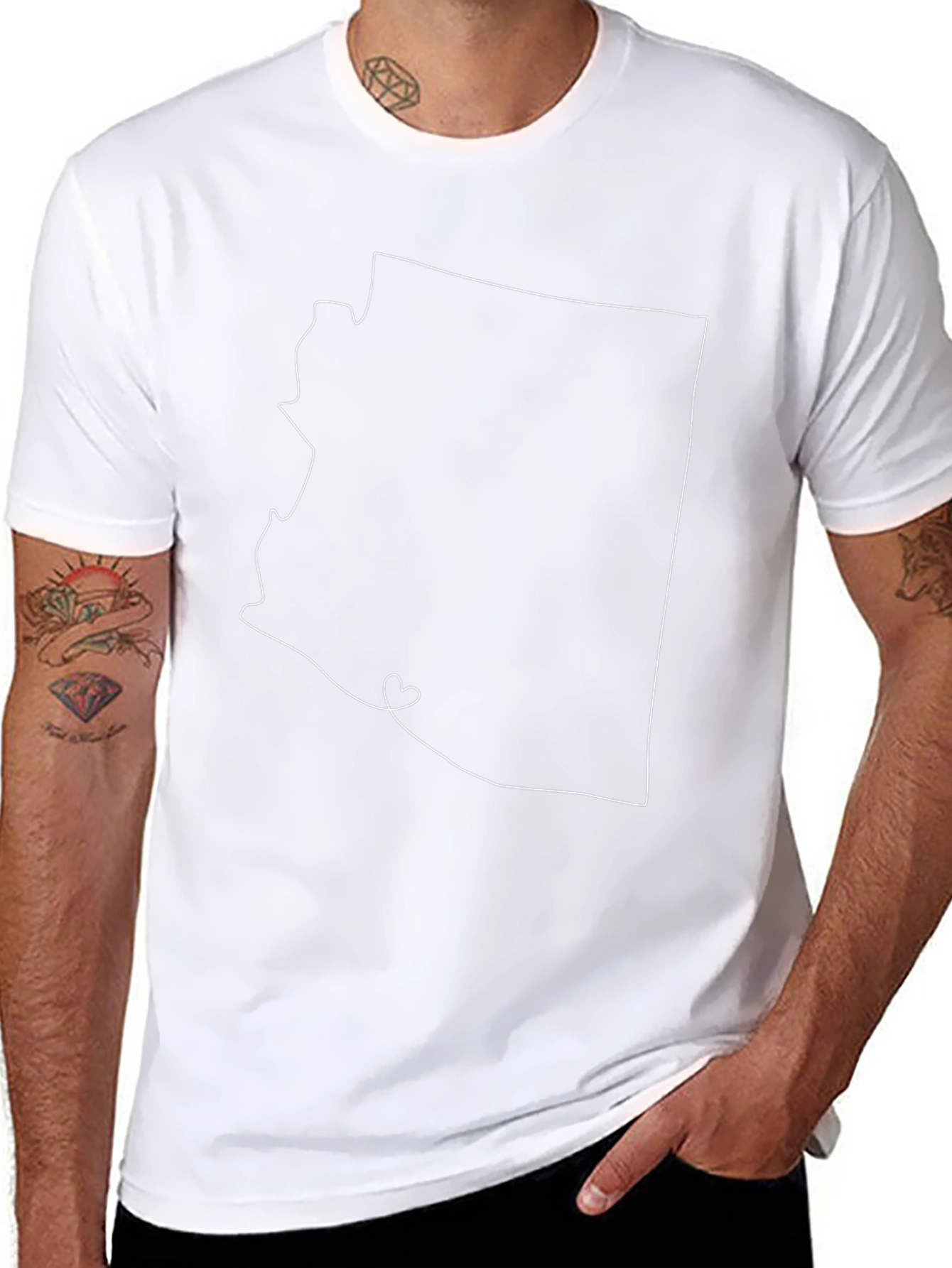 Arizona State Outline Heart T-Shirt - Black
