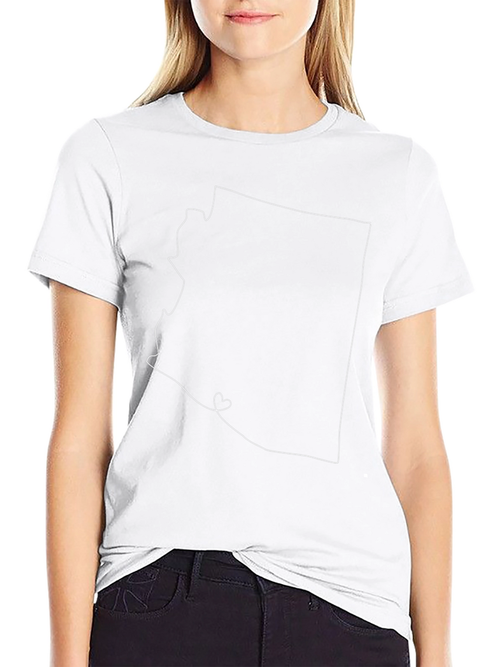 Arizona State Outline Heart T-Shirt - Black