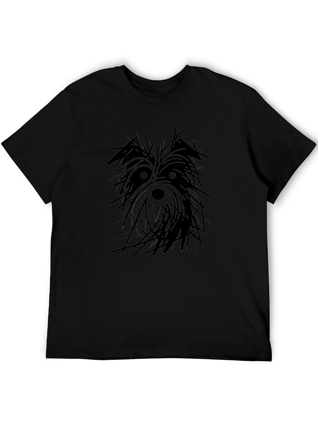 Dog Sketch Graphic Black T-Shirt
