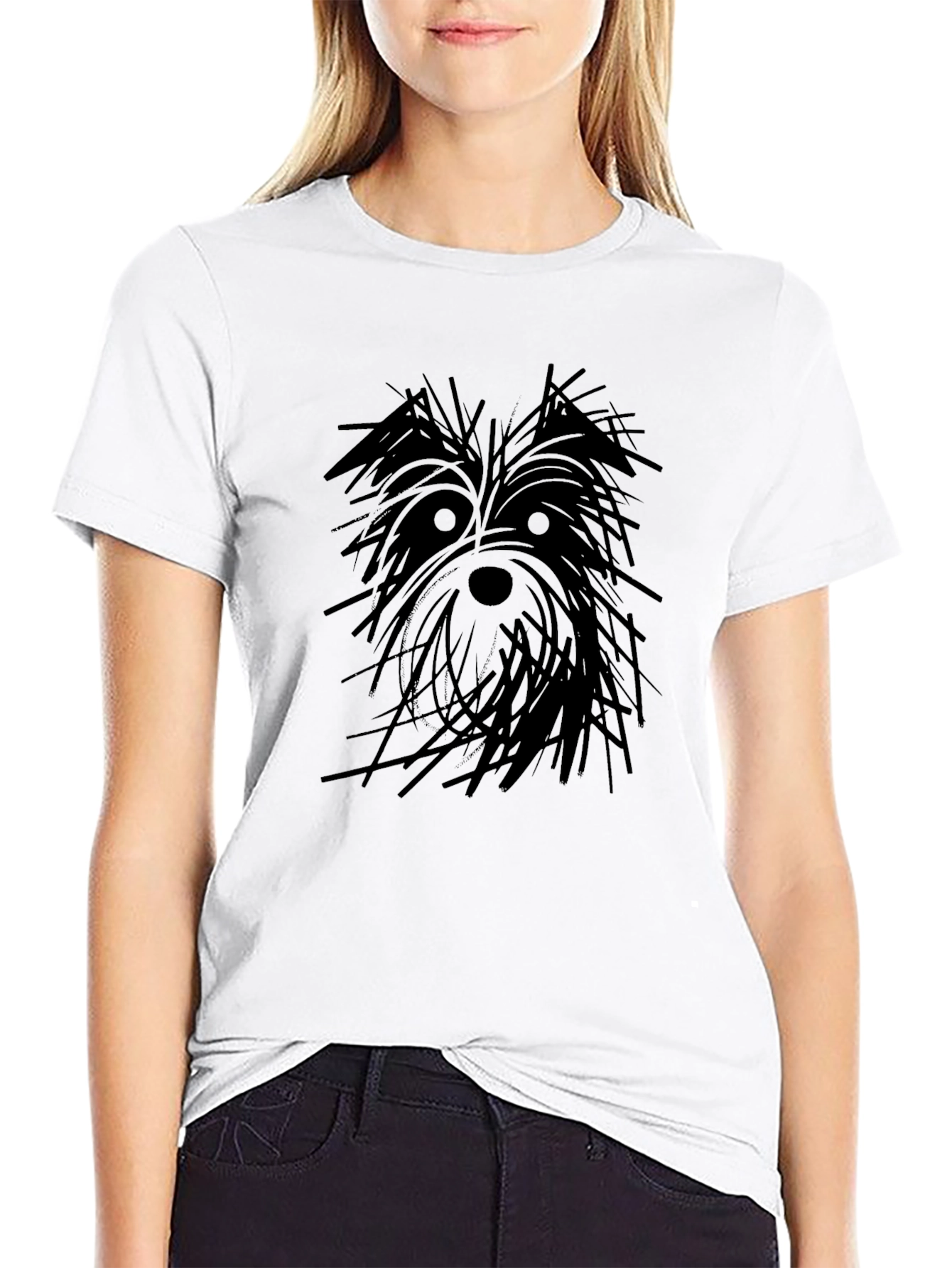 Dog Sketch Graphic Black T-Shirt
