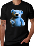 Blue Teddy Bear Graphic Tee - Mens Black T-Shirt