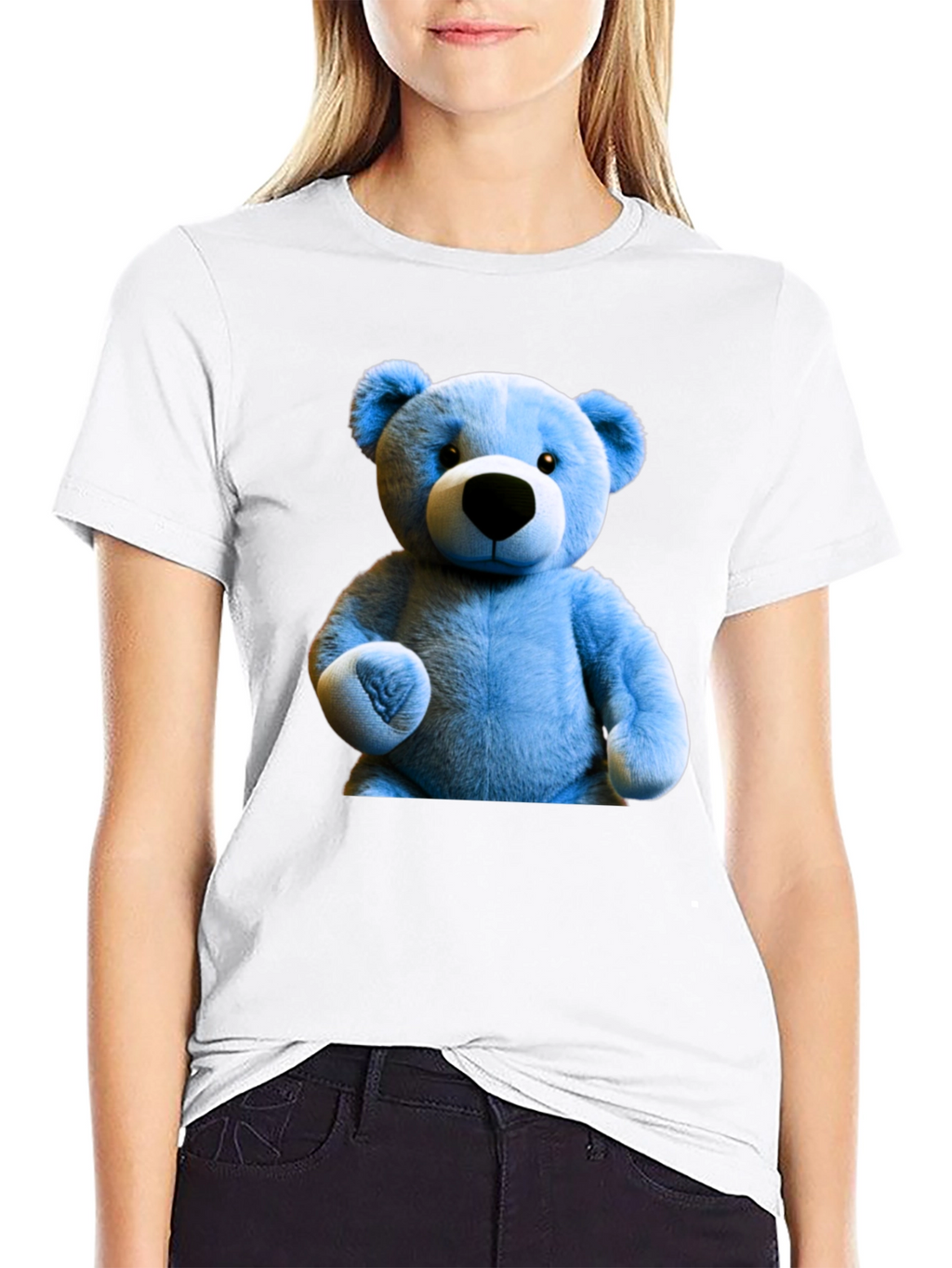 Blue Teddy Bear Graphic Tee - Mens Black T-Shirt