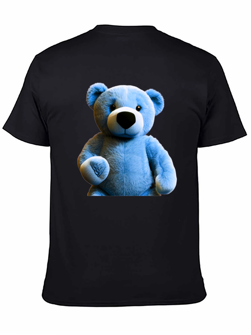 Blue Teddy Bear Graphic Tee - Mens Black T-Shirt