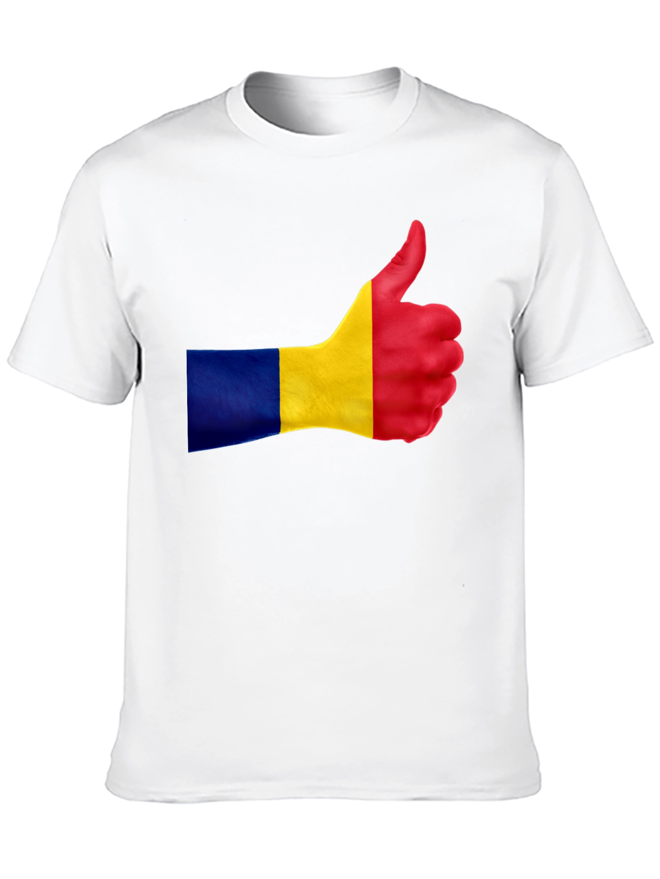 Romania Flag Thumbs Up Black T-Shirt