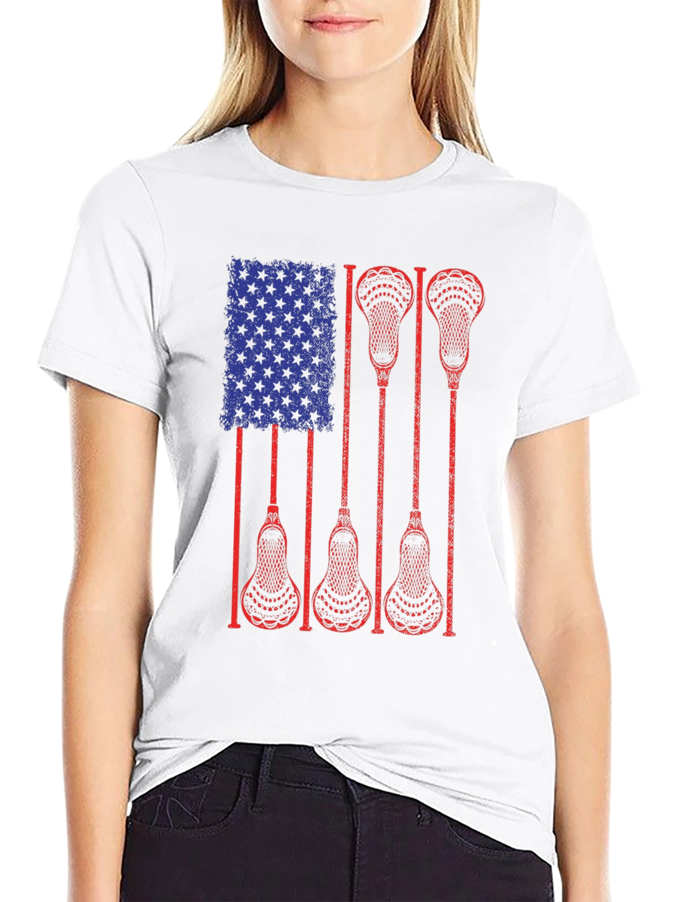 Lacrosse American Flag Graphic T-Shirt