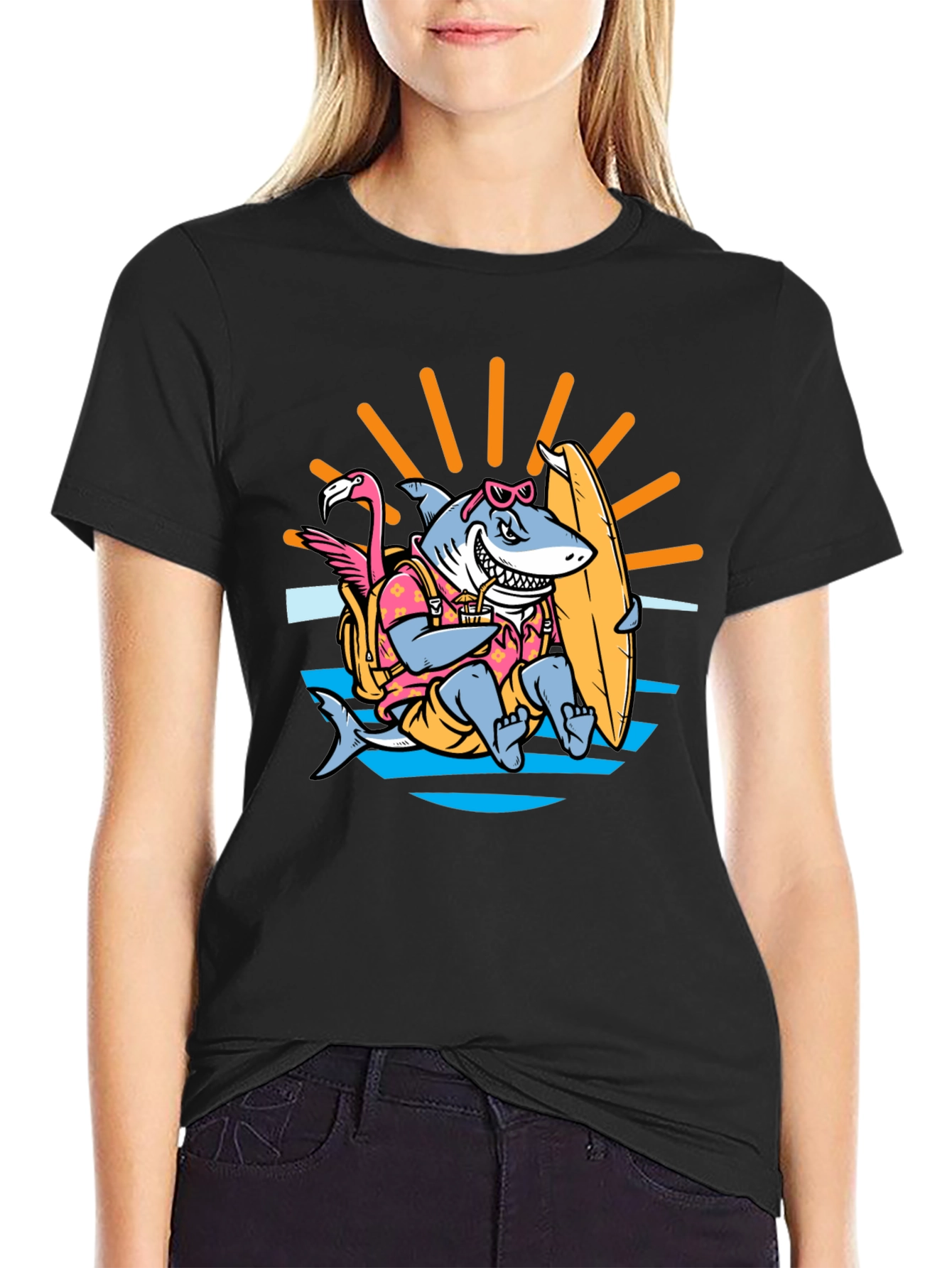 Surfing Shark T-Shirt - Summer Vibes