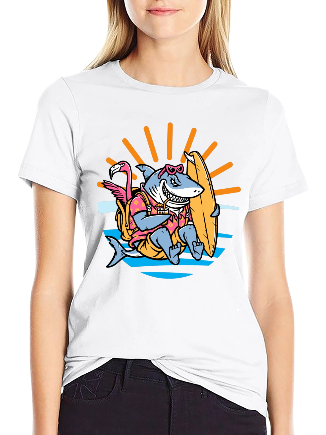 Surfing Shark T-Shirt - Summer Vibes