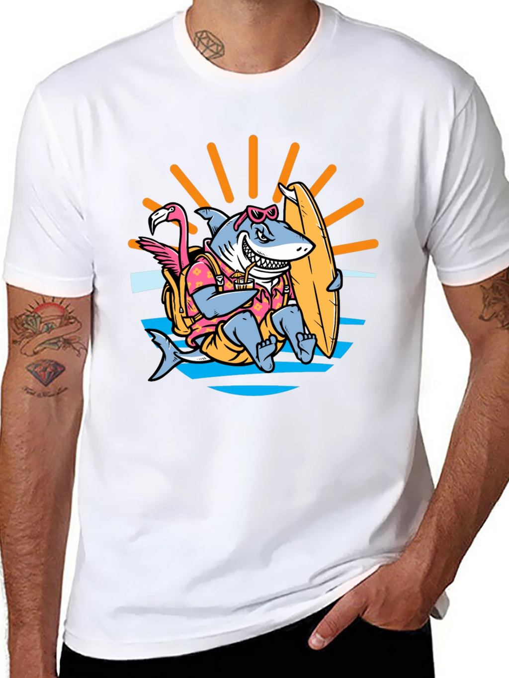 Surfing Shark T-Shirt - Summer Vibes