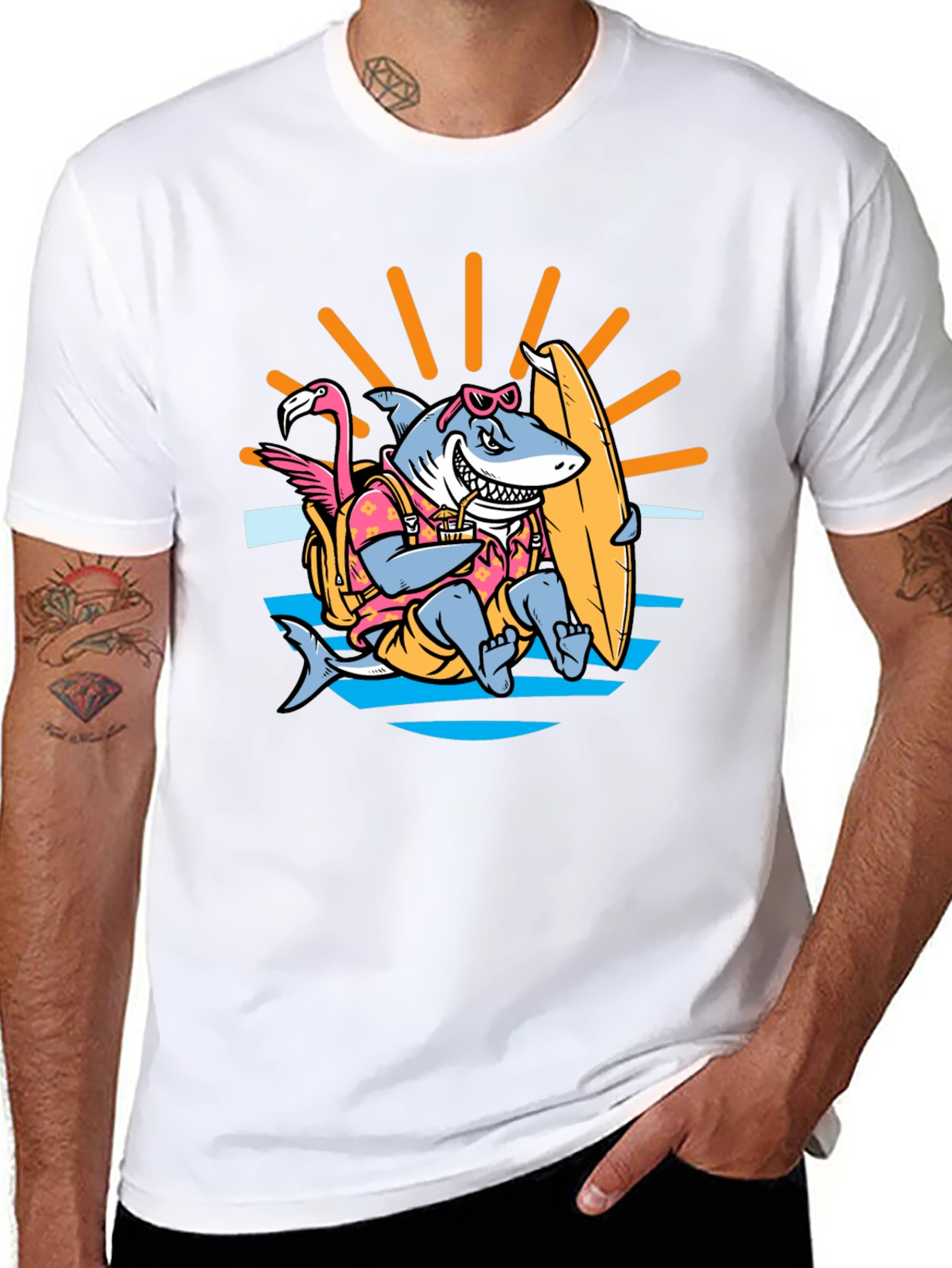 Surfing Shark T-Shirt - Summer Vibes