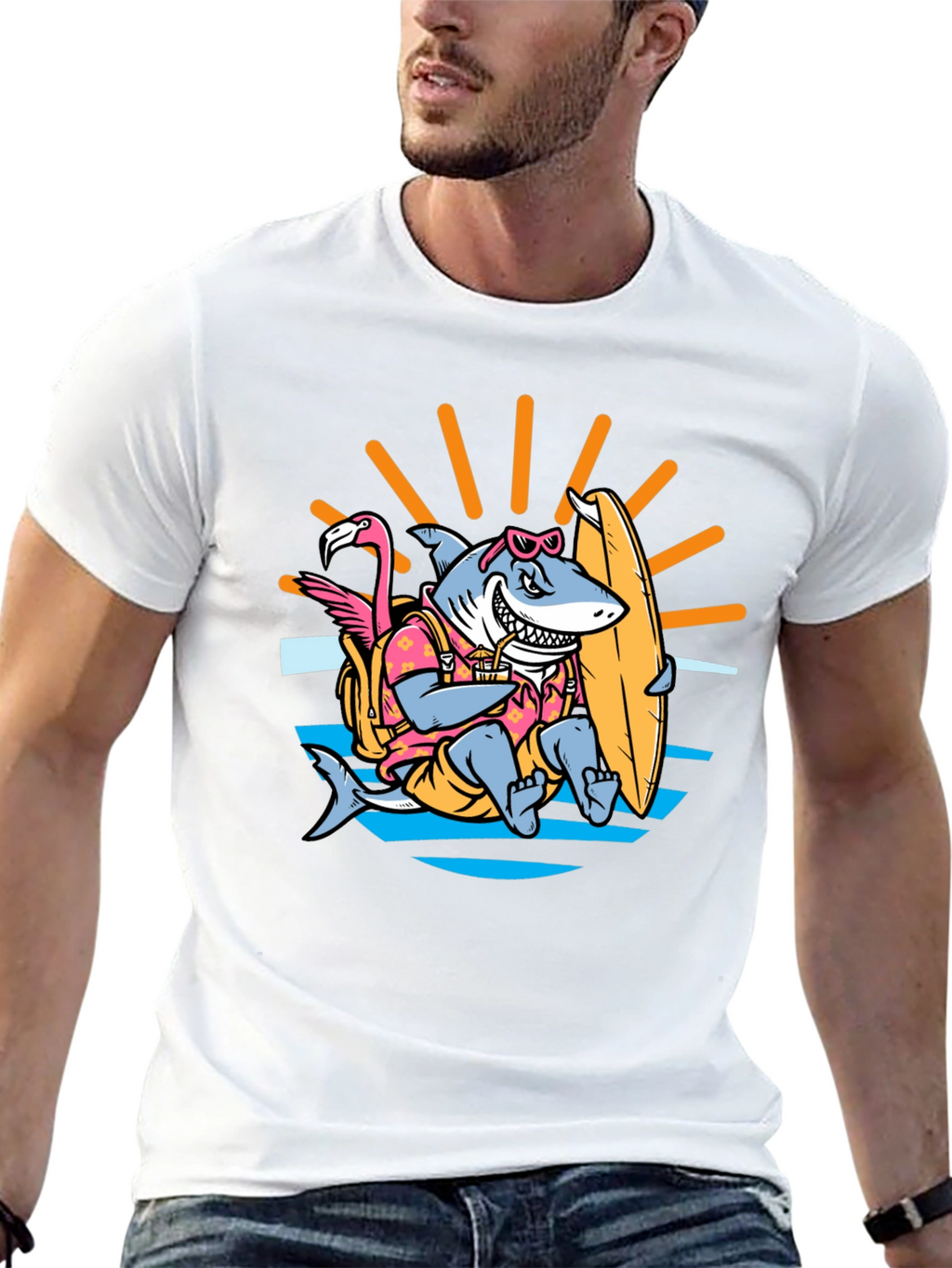 Surfing Shark T-Shirt - Summer Vibes