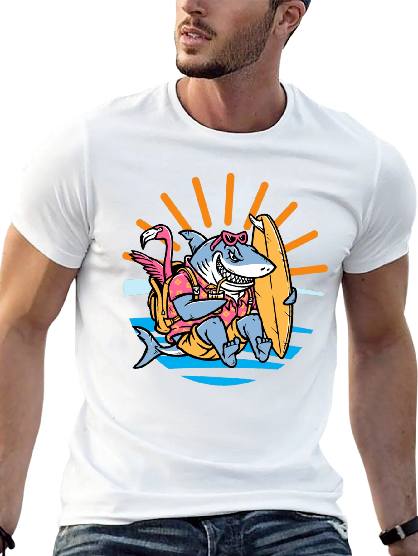 Surfing Shark T-Shirt - Summer Vibes