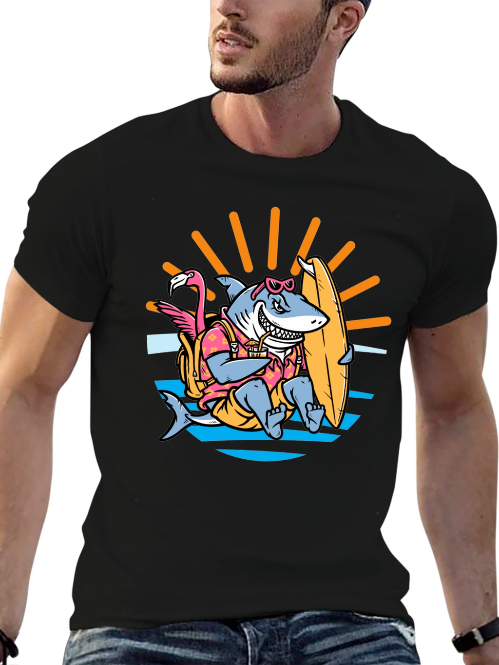 Surfing Shark T-Shirt - Summer Vibes