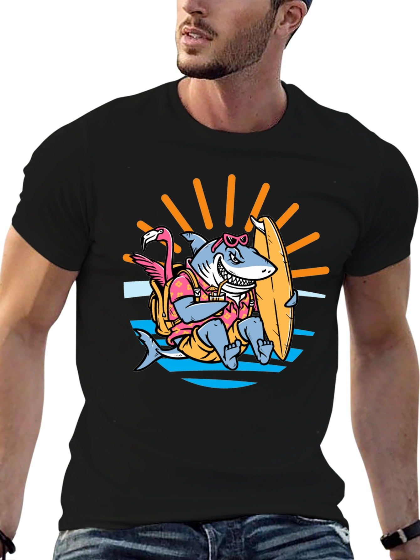 Surfing Shark T-Shirt - Summer Vibes
