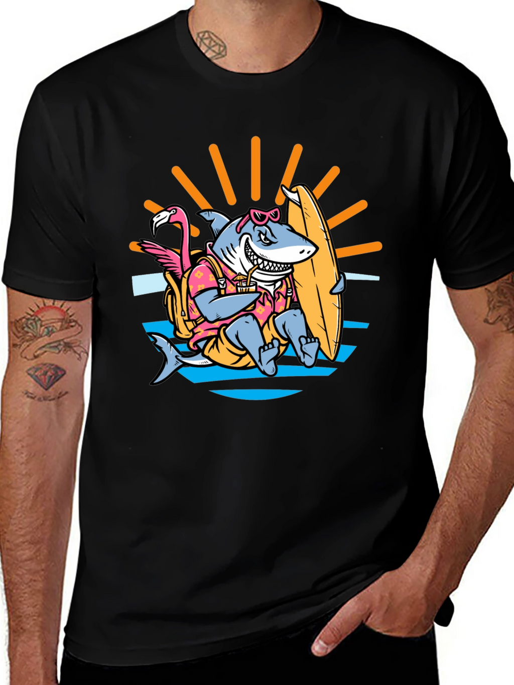 Surfing Shark T-Shirt - Summer Vibes