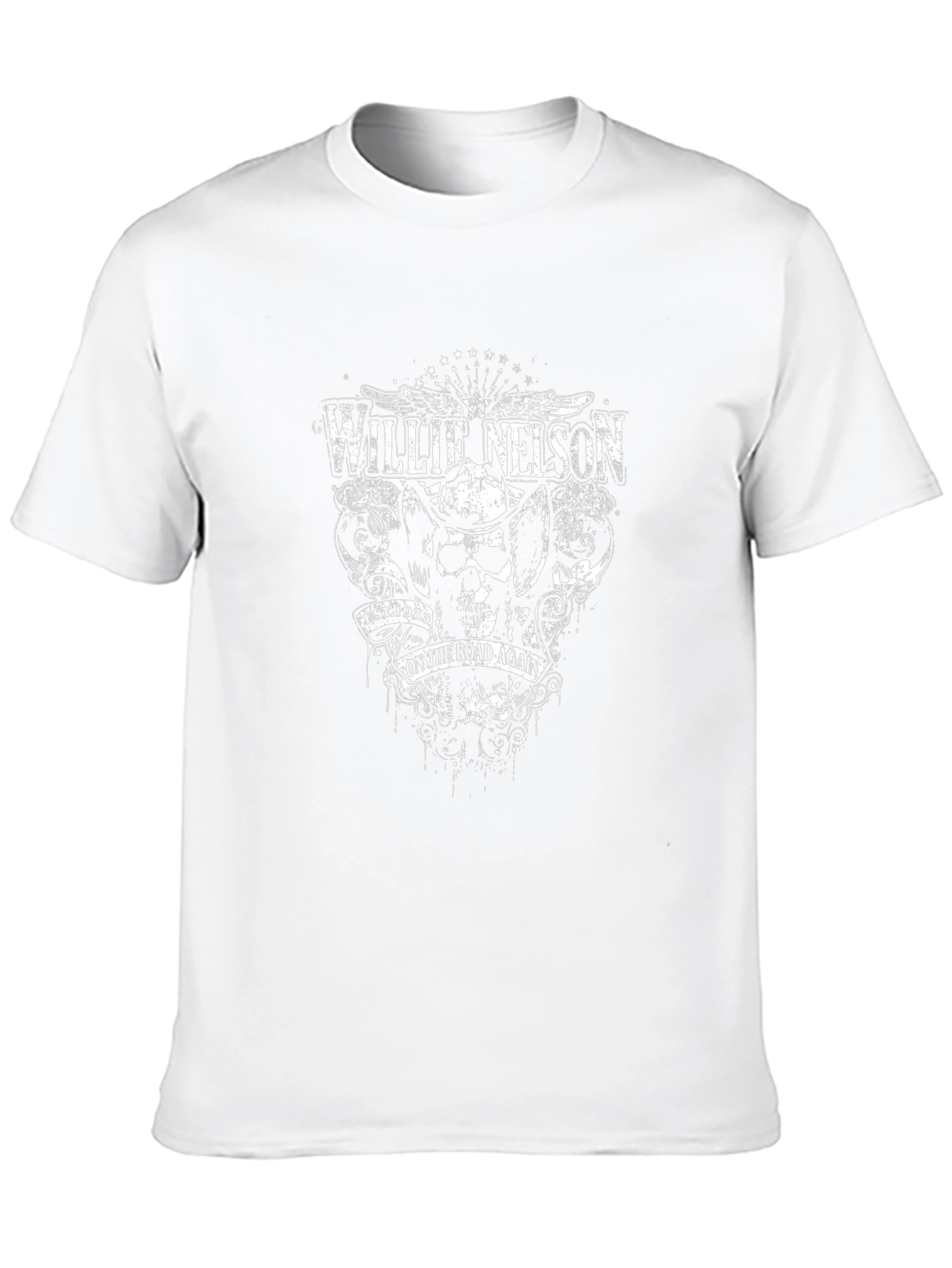 Willie Nelson On The Road Again Black T-Shirt