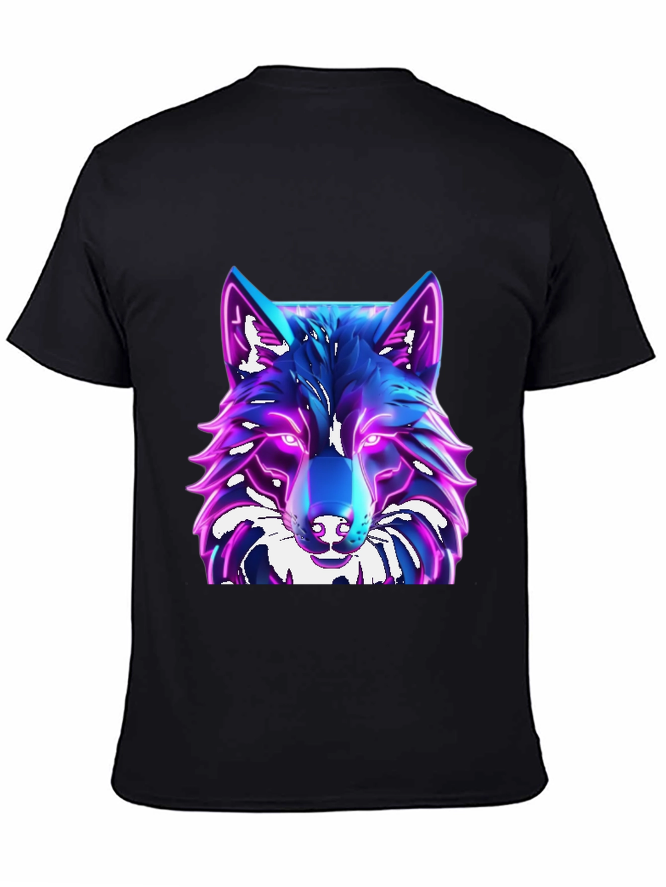 Cyber Wolf T-Shirt - Glowing Neon Design