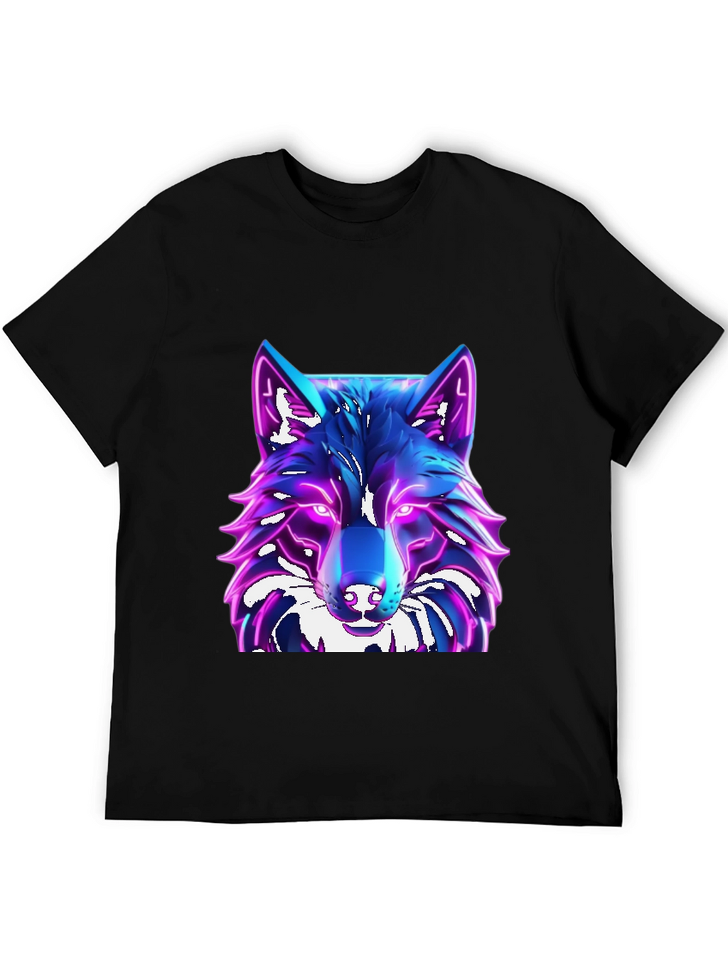 Cyber Wolf T-Shirt - Glowing Neon Design