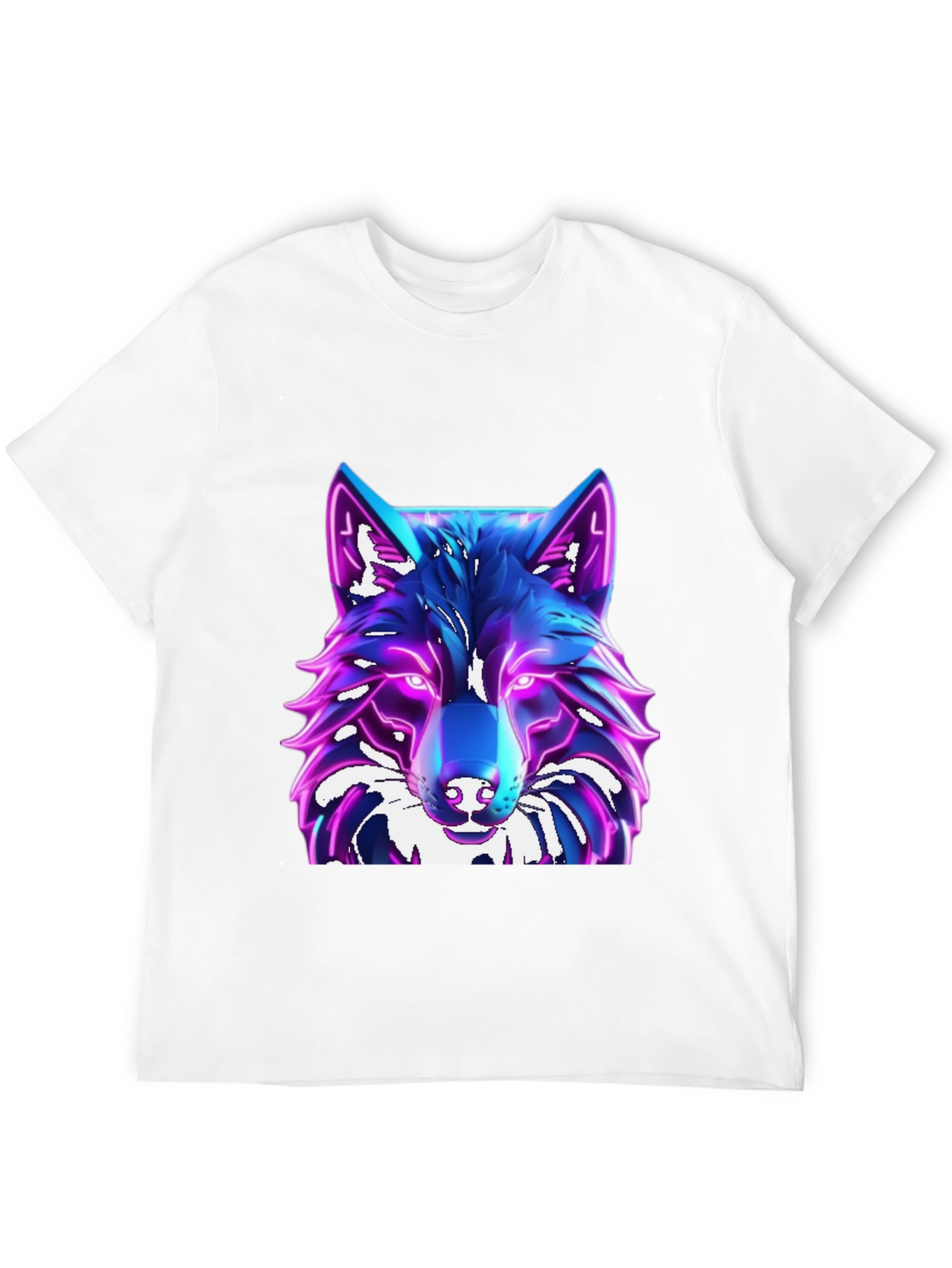 Cyber Wolf T-Shirt - Glowing Neon Design