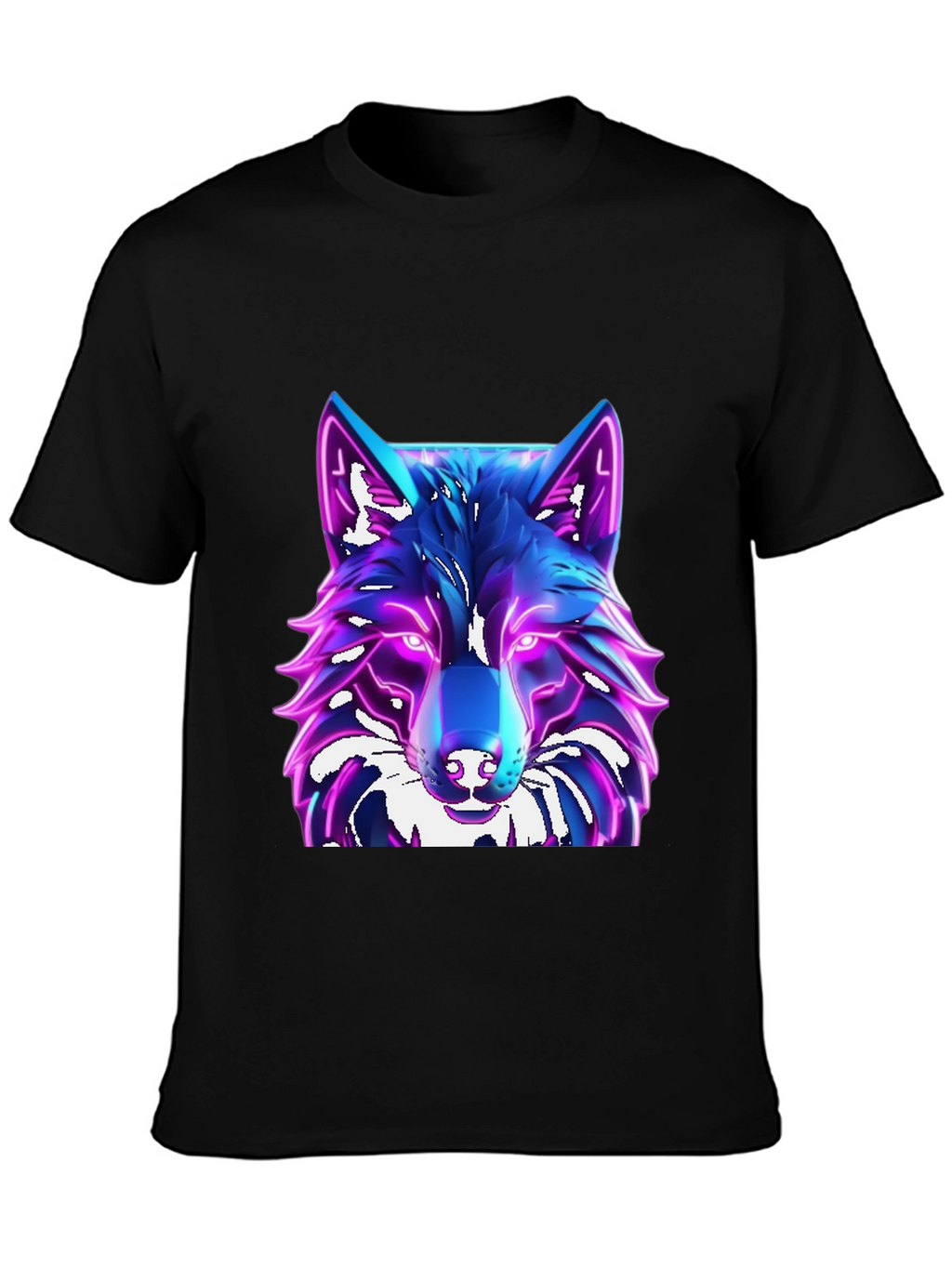 Cyber Wolf T-Shirt - Glowing Neon Design