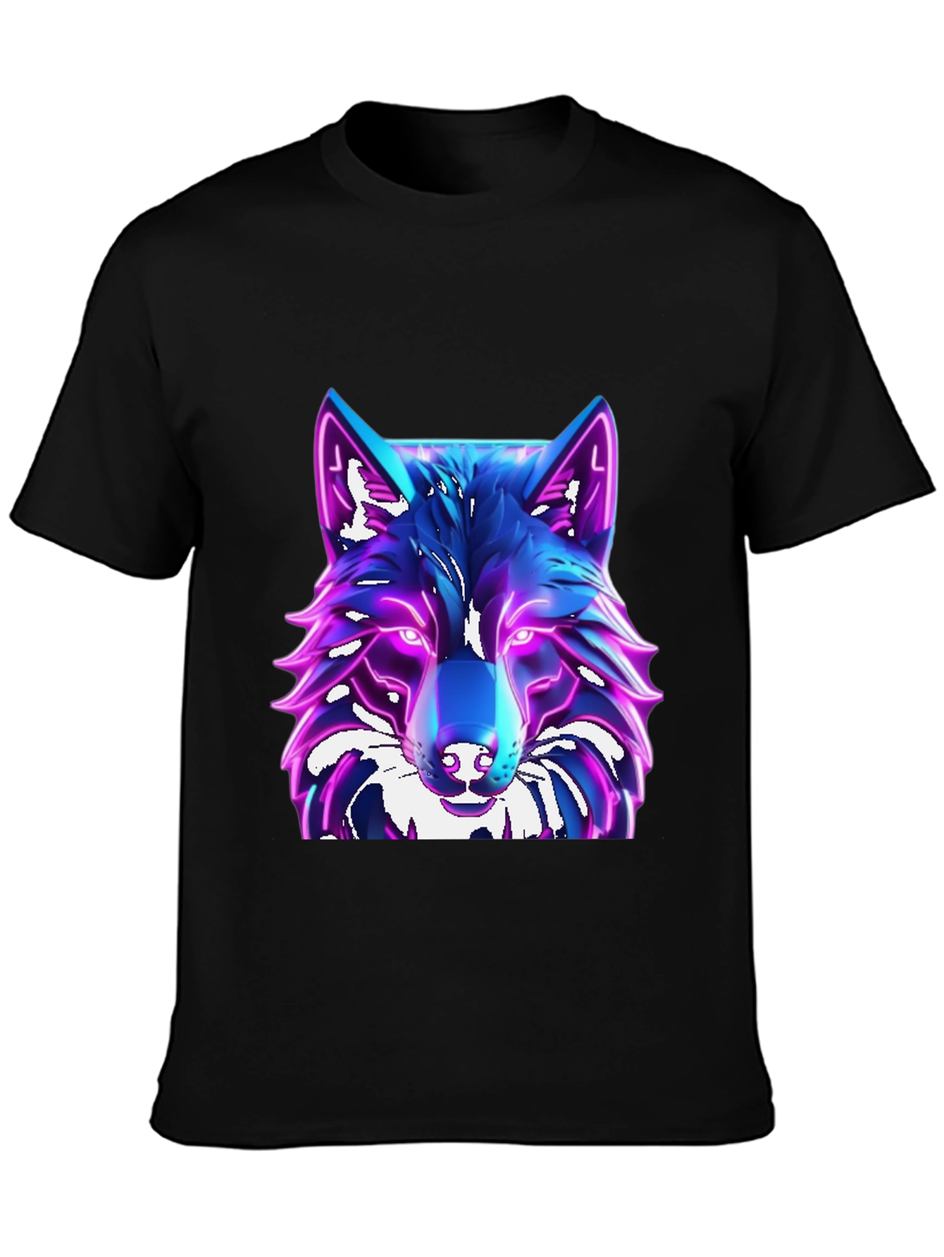 Cyber Wolf T-Shirt - Glowing Neon Design
