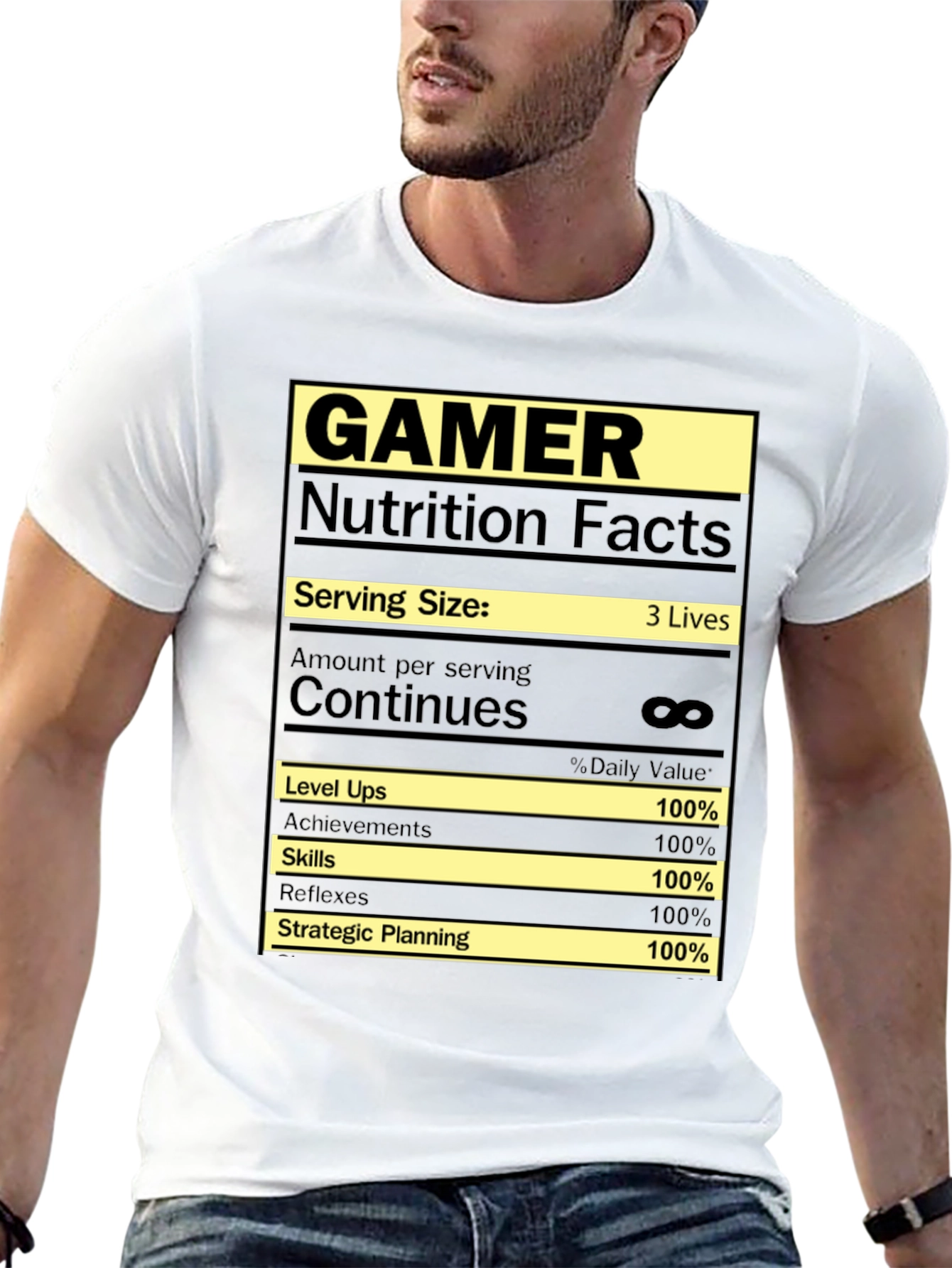 Gamer Nutrition Facts Graphic T-Shirt - Black