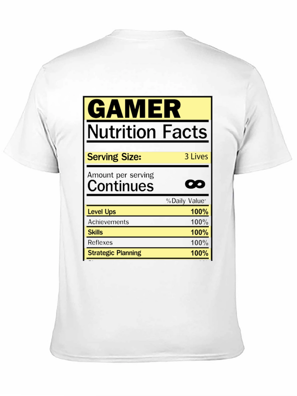 Gamer Nutrition Facts Graphic T-Shirt - Black