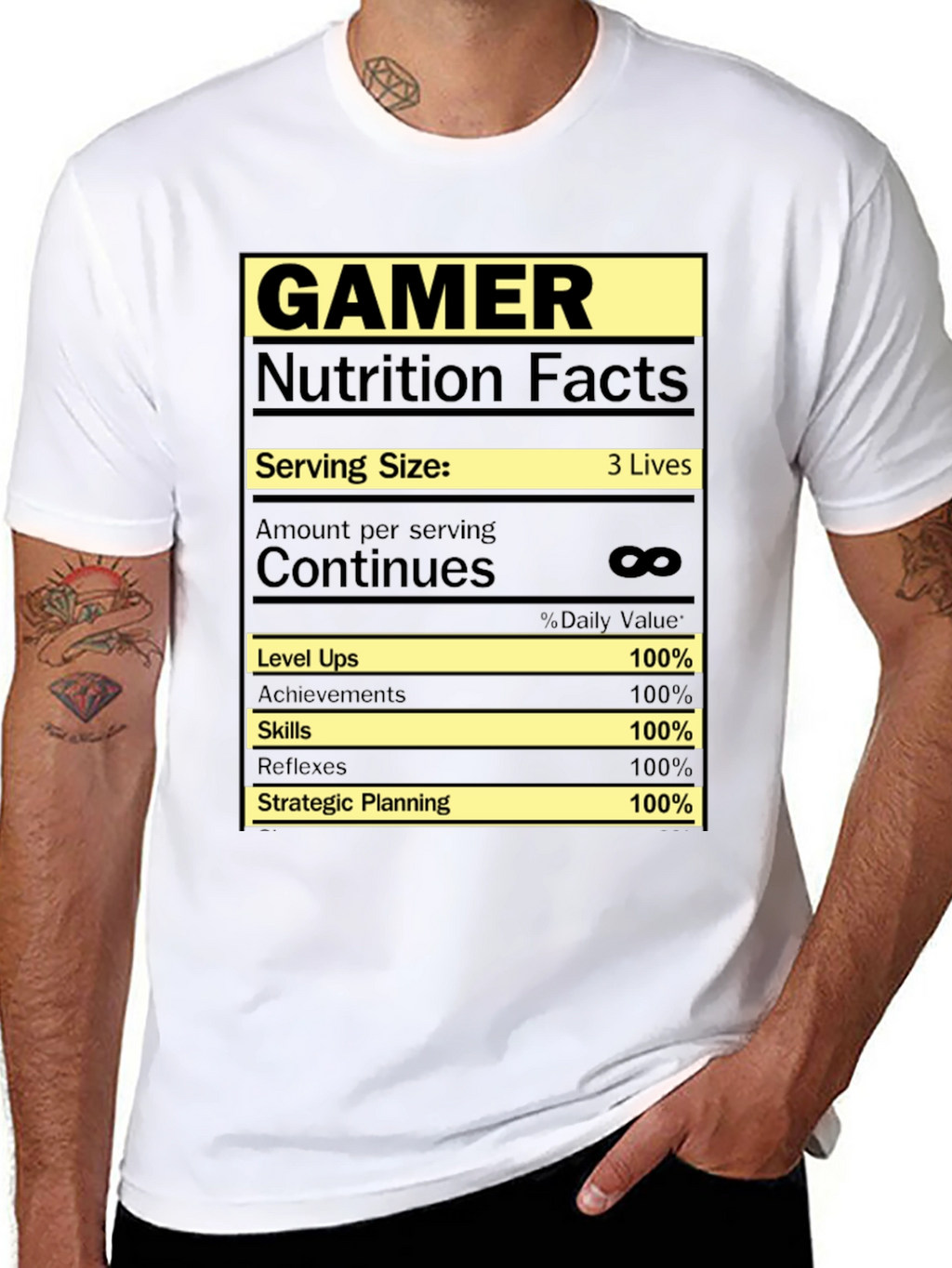 Gamer Nutrition Facts Graphic T-Shirt - Black