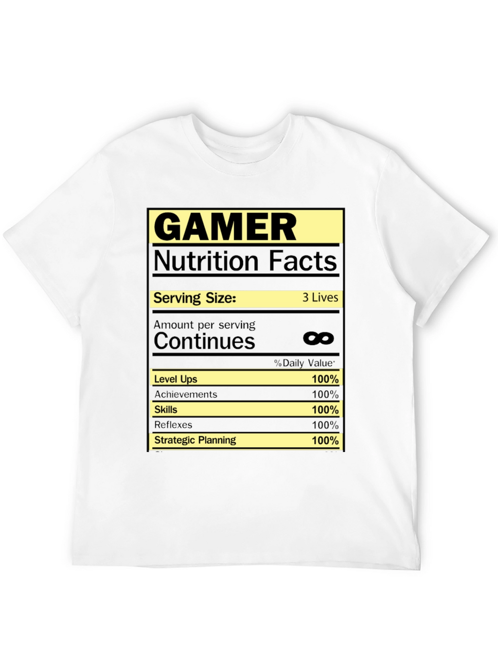 Gamer Nutrition Facts Graphic T-Shirt - Black