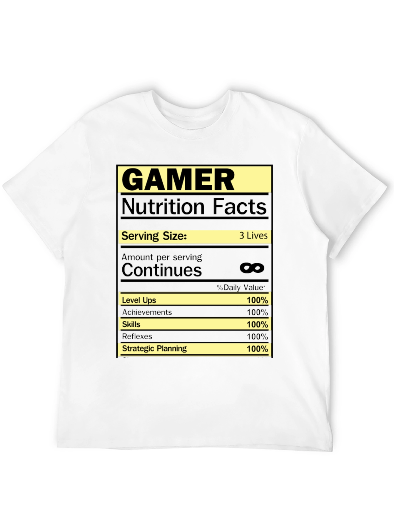 Gamer Nutrition Facts Graphic T-Shirt - Black