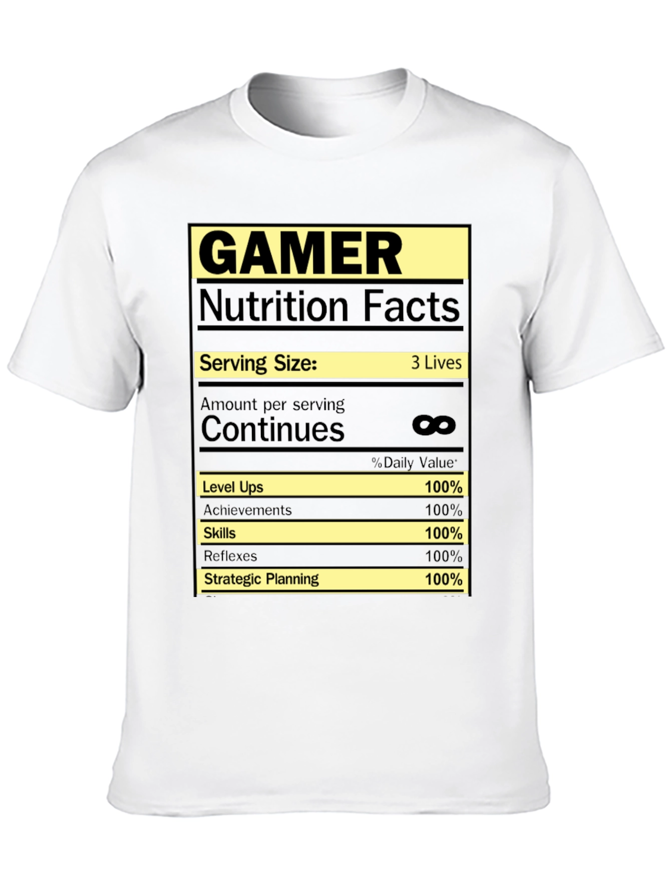 Gamer Nutrition Facts Graphic T-Shirt - Black