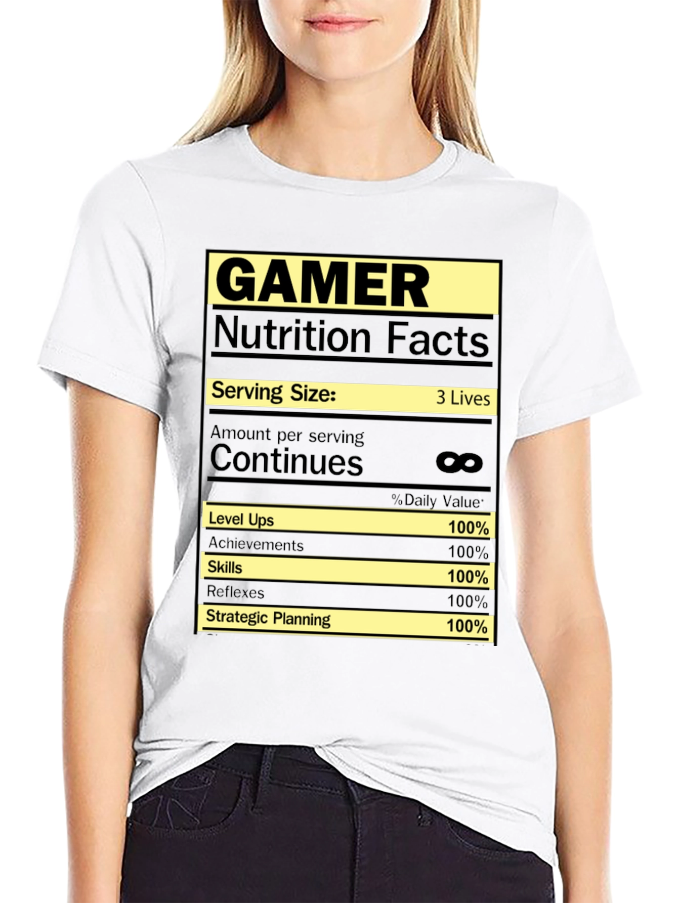 Gamer Nutrition Facts Graphic T-Shirt - Black