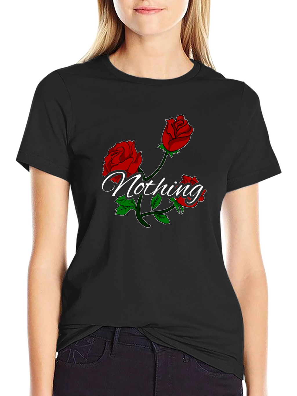 Roses Nothing Graphic Black T-Shirt