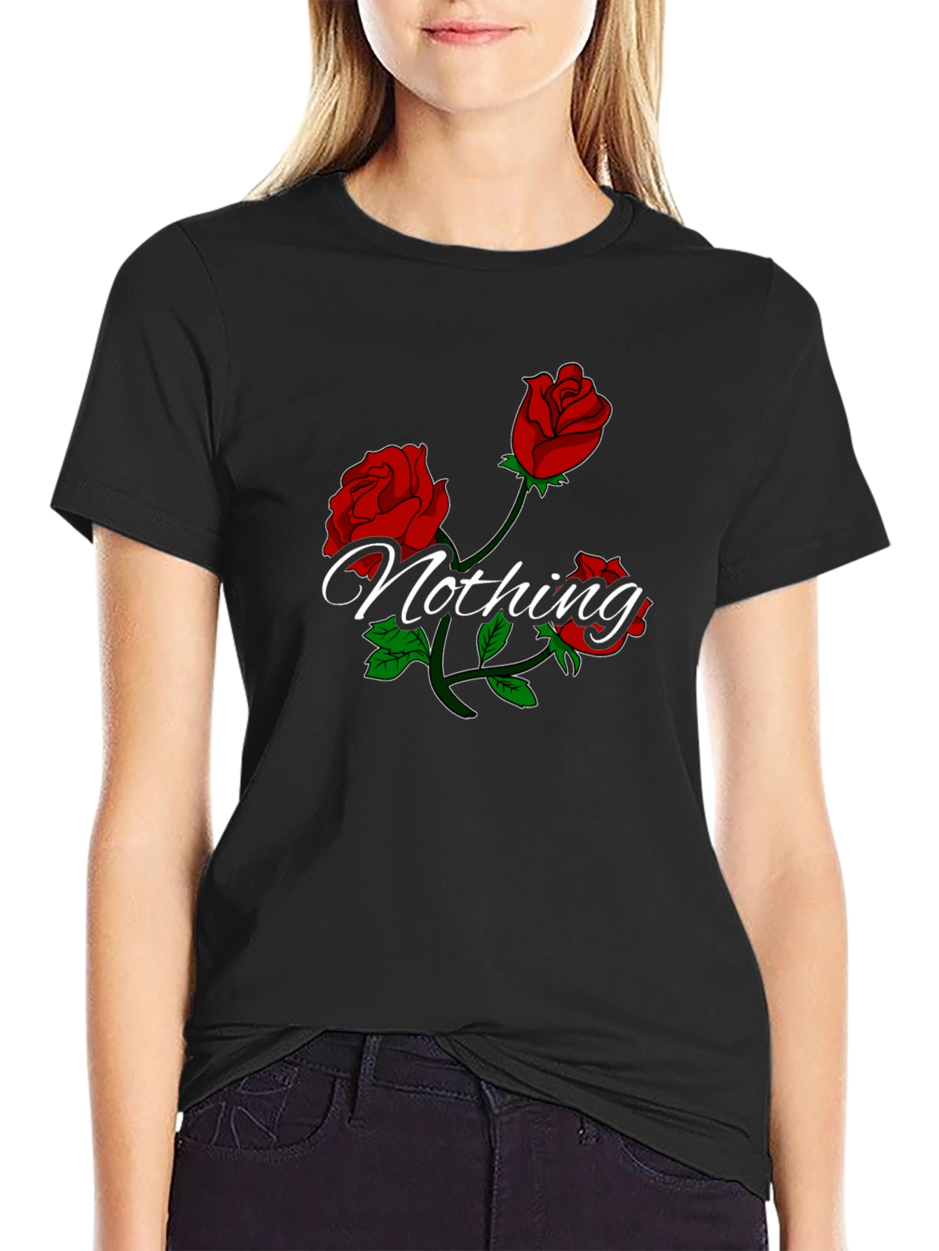 Roses Nothing Graphic Black T-Shirt