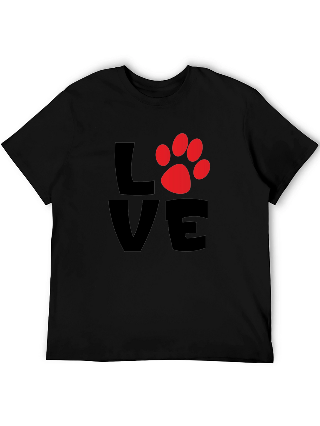 Love Paw Print Mens Black T-Shirt