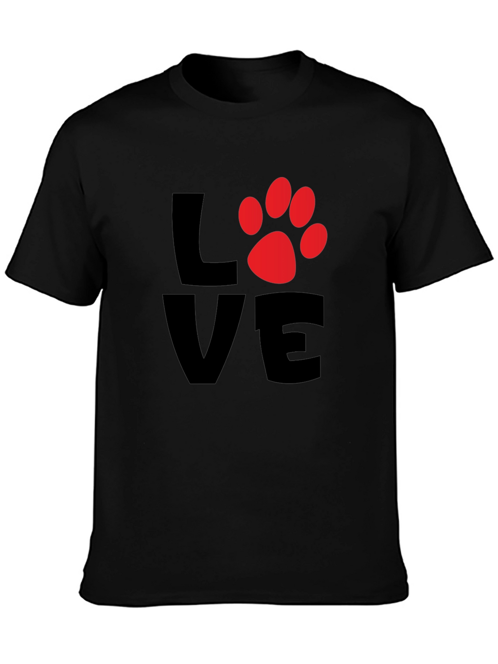 Love Paw Print Mens Black T-Shirt
