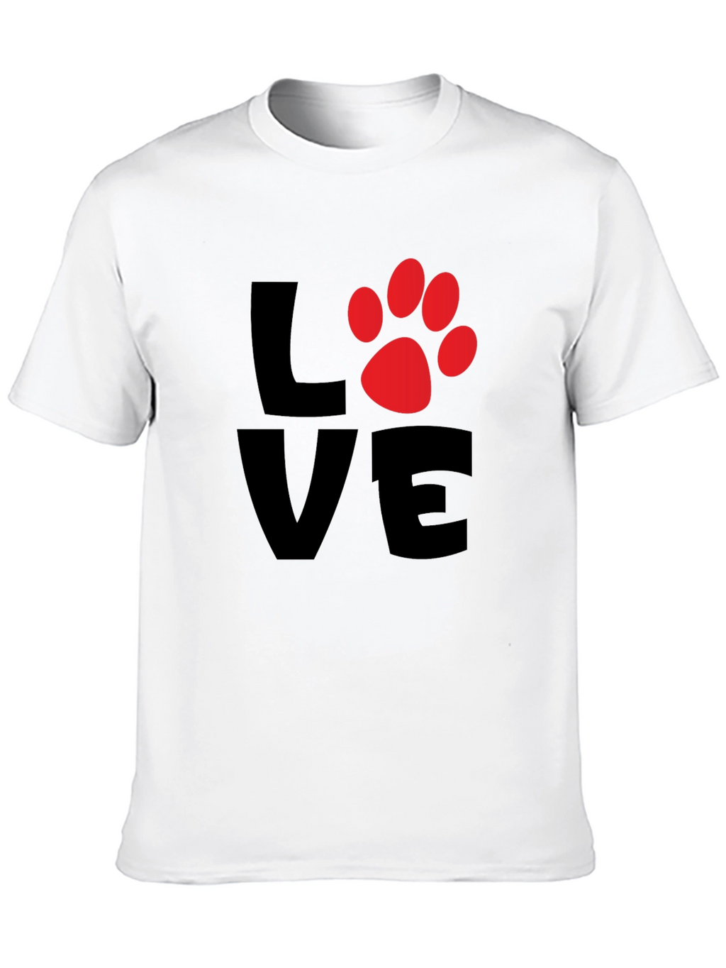 Love Paw Print Mens Black T-Shirt