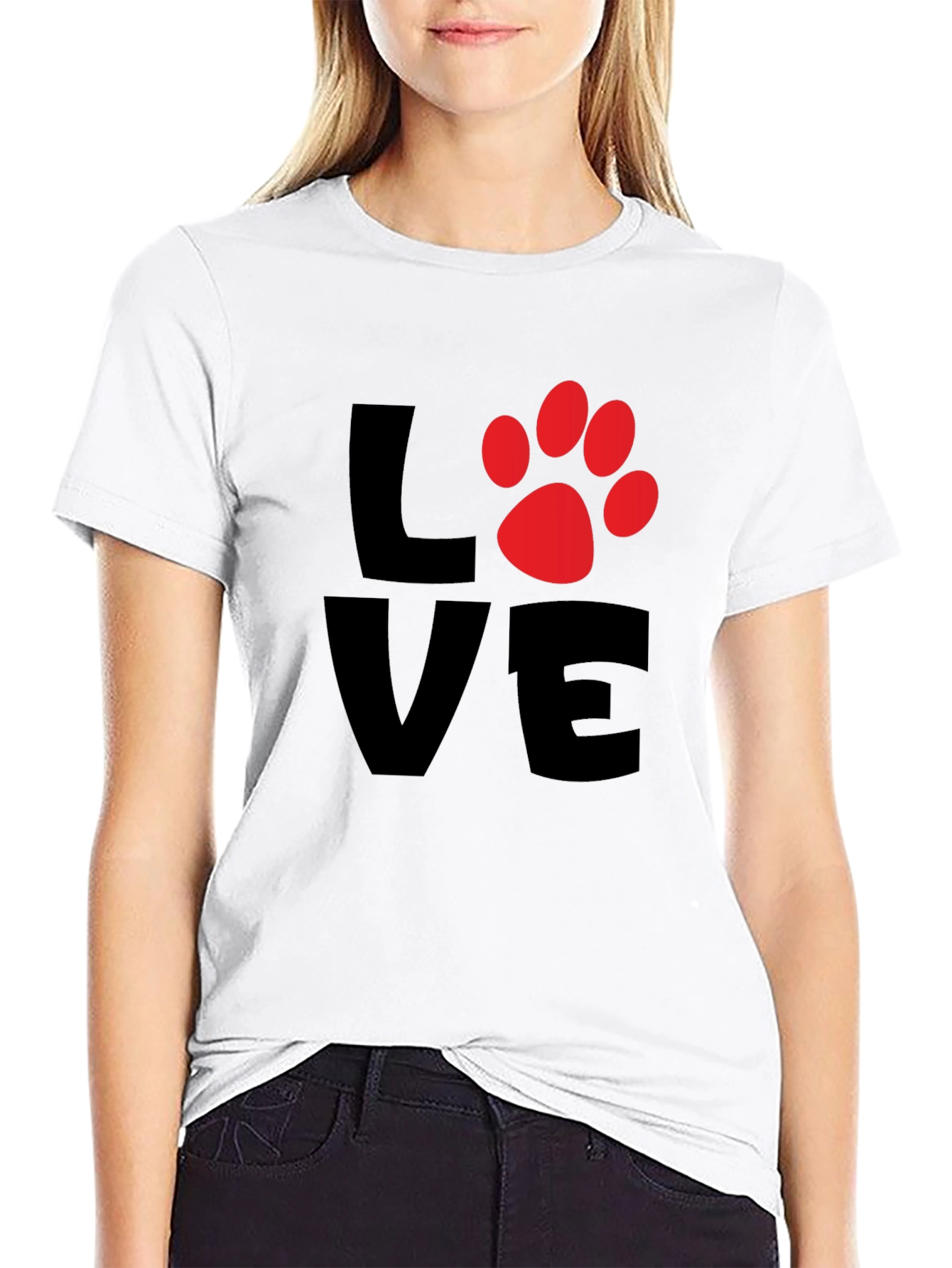 Love Paw Print Mens Black T-Shirt