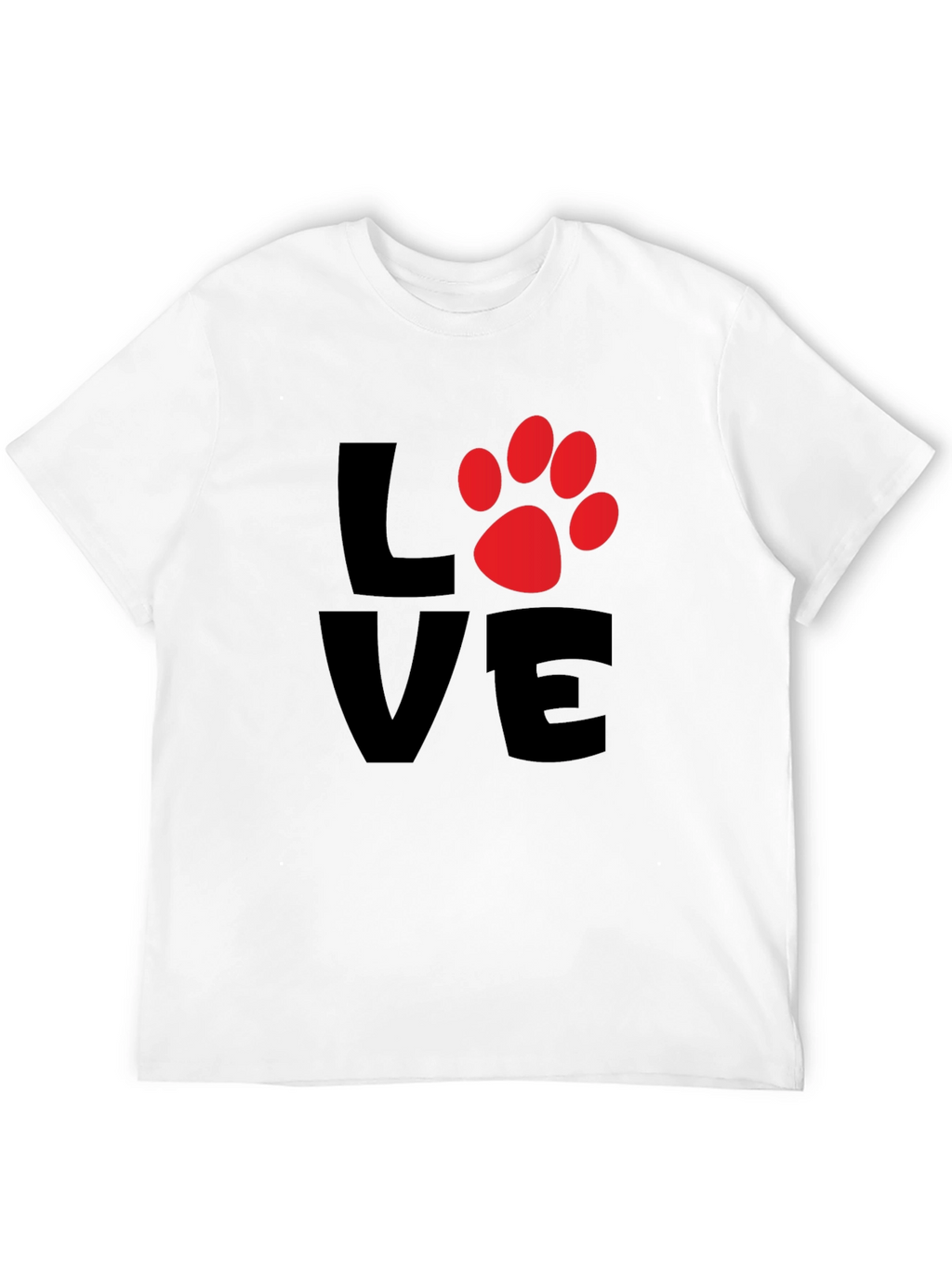 Love Paw Print Mens Black T-Shirt
