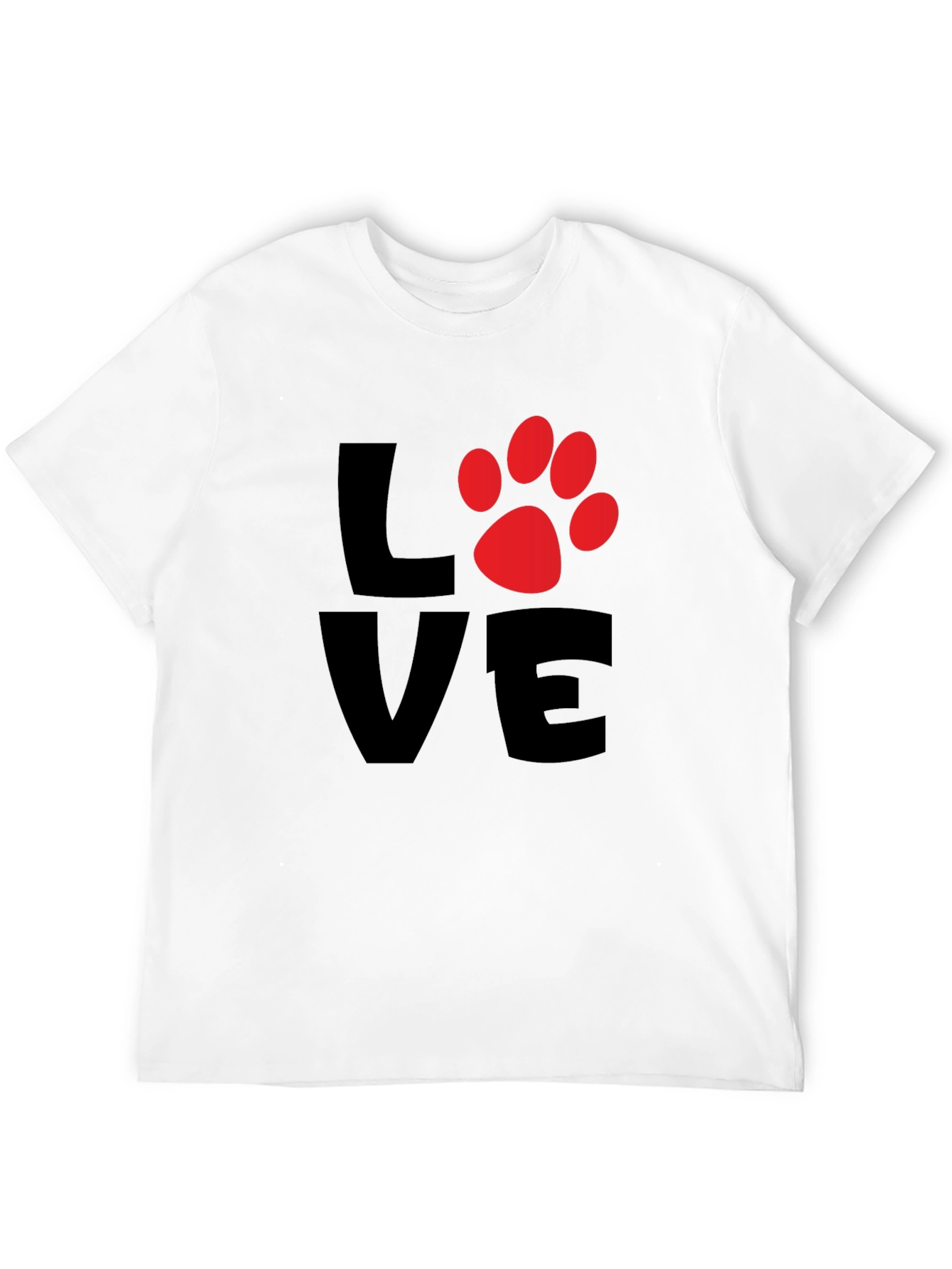 Love Paw Print Mens Black T-Shirt
