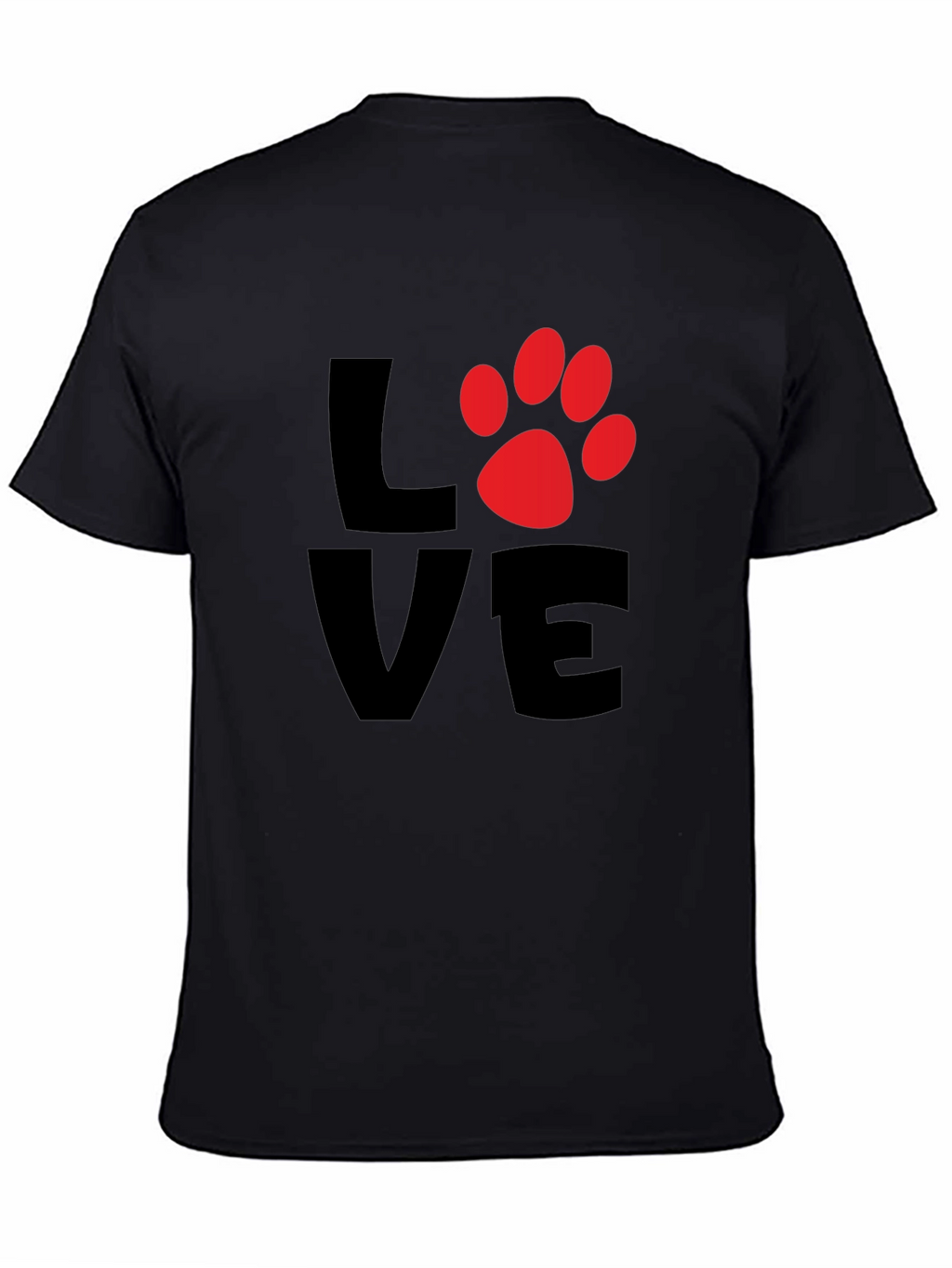 Love Paw Print Mens Black T-Shirt